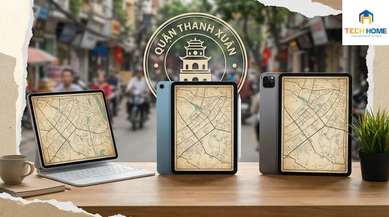 Các dòng máy iPad Pro và iPad Air chính hãng được trưng bày tại cửa hàng uy tín khu vực Thanh Xuân.