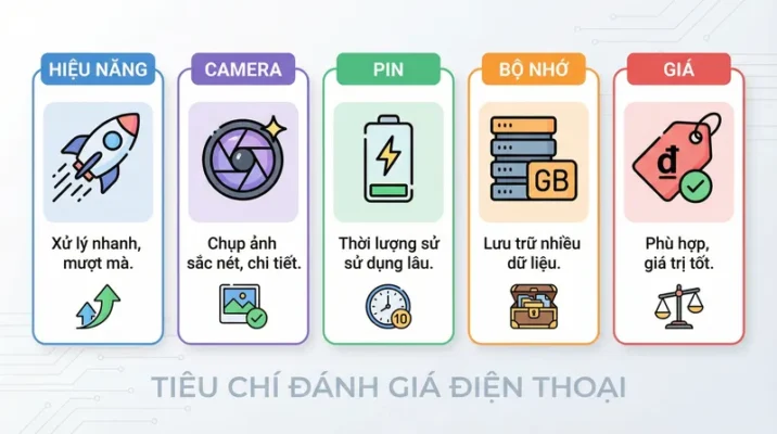 5 tiêu chí quan trọng nhất khi lựa chọn iPhone dành cho sinh viên bao gồm hiệu năng pin và giá thành