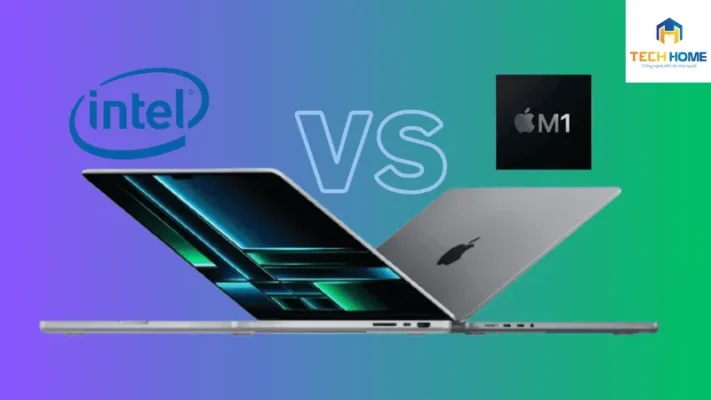 Hai chiếc máy tính MacBook Pro Intel và MacBook Air M2 đặt cạnh nhau để người dùng cân nhắc MacBook Intel còn dùng được không